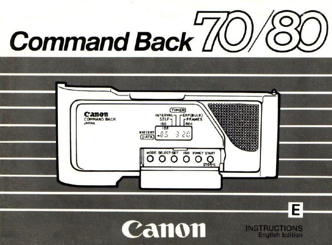 Canon Command Back 70/80 Instructions