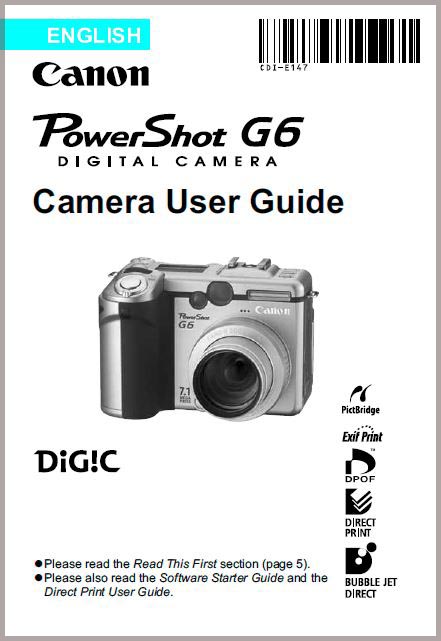 Instruction Manual for Canon G6