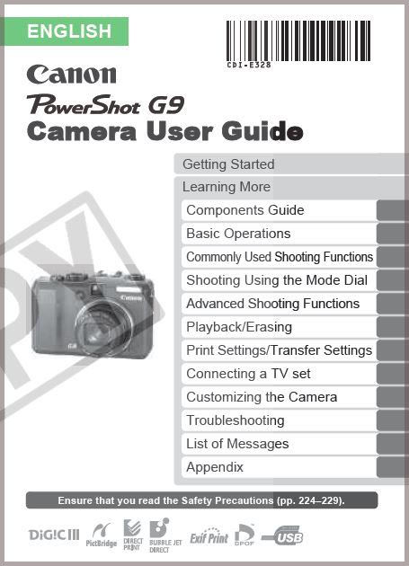 Instruction Manual for Canon G9