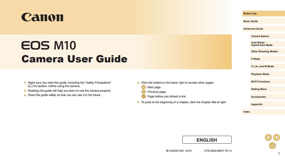 Instruction Manual for Canon EOS M10