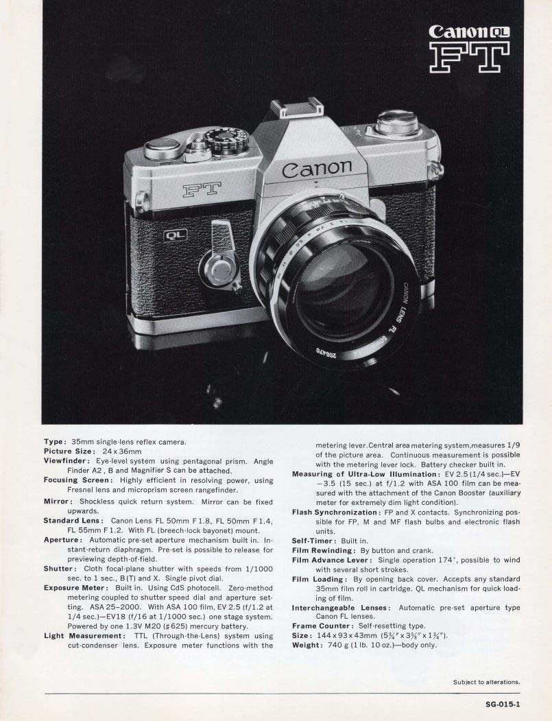 Instruction Manual for Canon Pellix Camera