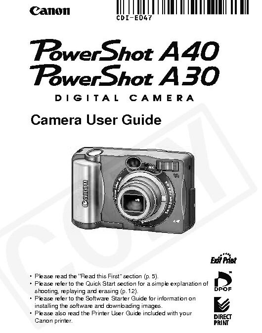 Powershot A40 User Guide