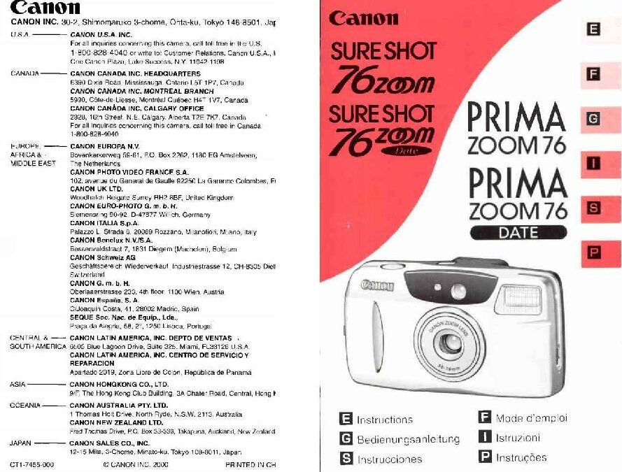 Sure Shot 76 Zoom User Manual