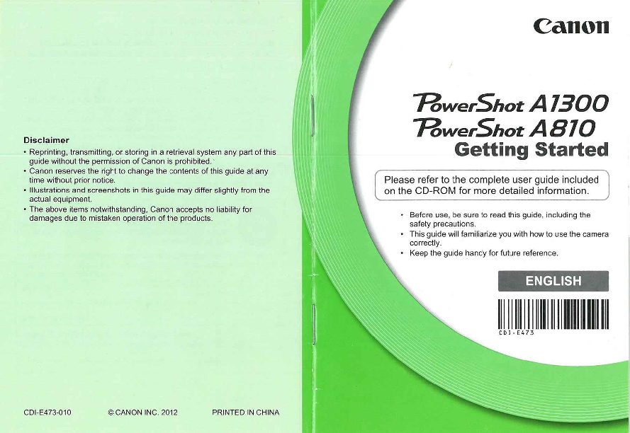 Power Shot A1300 User Manual