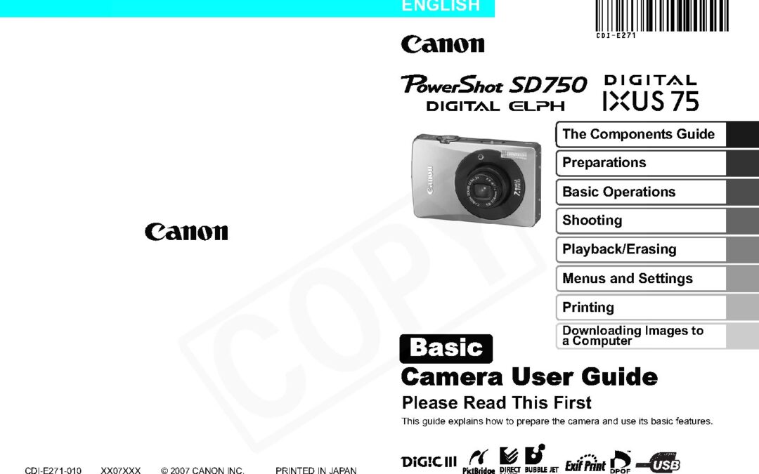Powershot SD750 Basic Manual