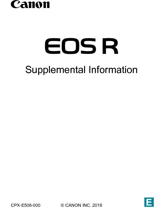 Canon EOS R Extra Info