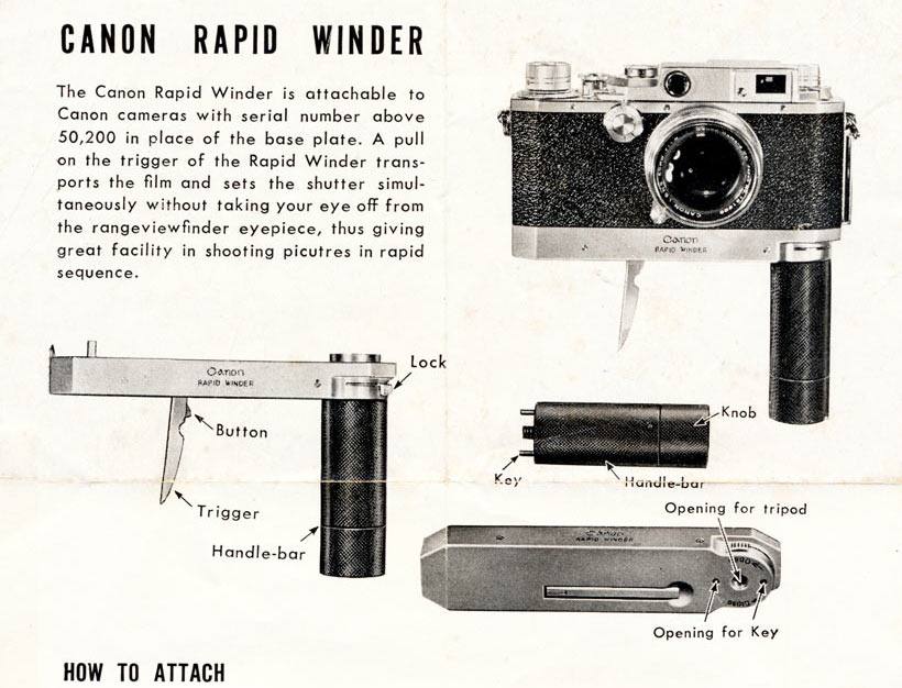 Canon Rapid Winder User Instructions