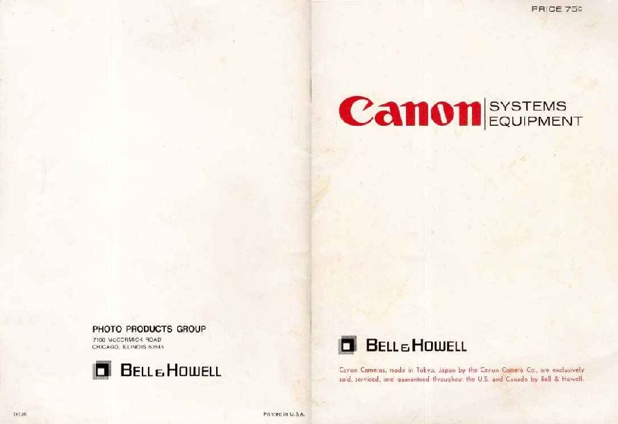 Canon System Equipment Catalogue