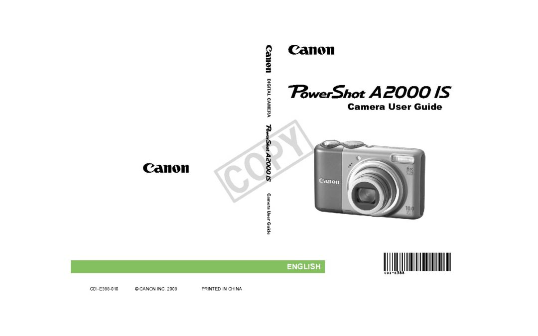 Powershot A2000 Manual