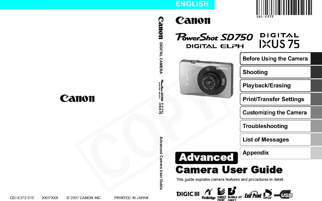 Powershot SD750 Advanced Manual