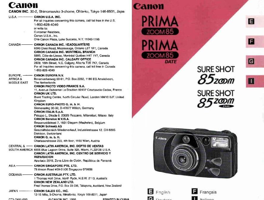 Sure Shot 85 Zoom Manual