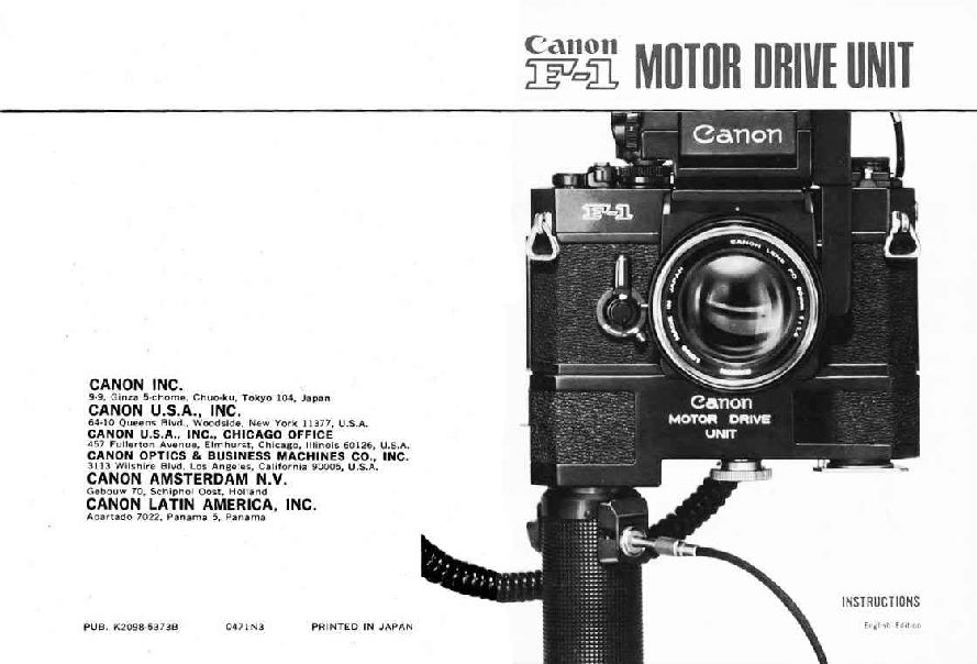 Canon Motor Drive Unit User Manual