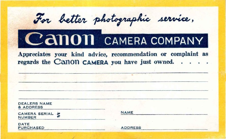 Camera Comment Card