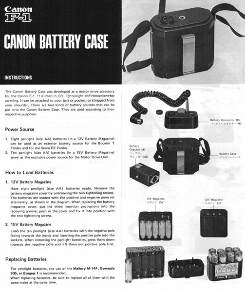 Canon F-1 Motor Drive Unit User Manual