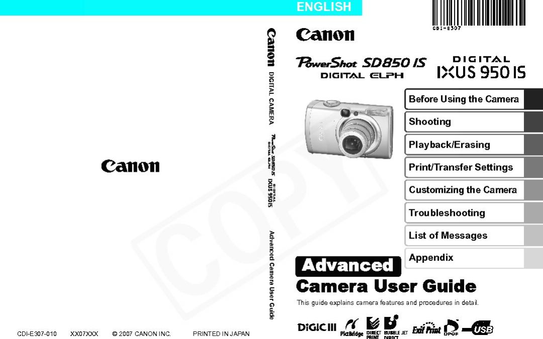 PowerShot Elph SD850 IS Advanced Manual