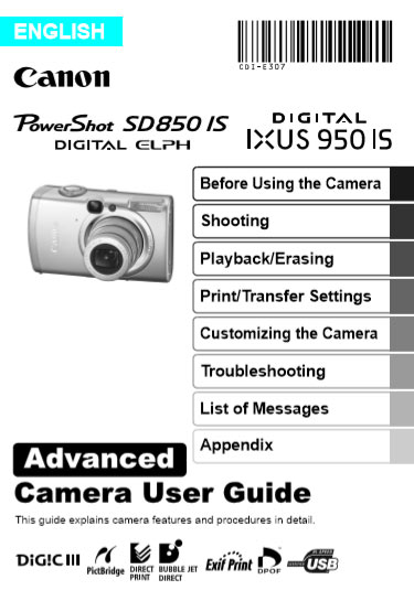 Powershot Elph SD850 Basic Manual