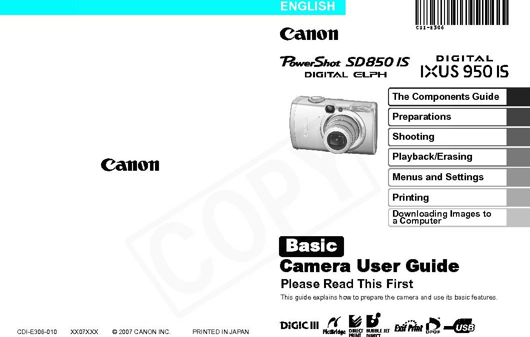 PowerShot Elph SD850 IS Basic Manual