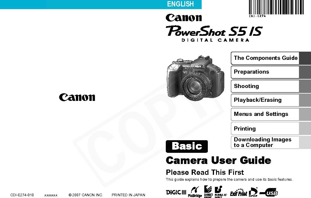 PowerShot S5 Manual