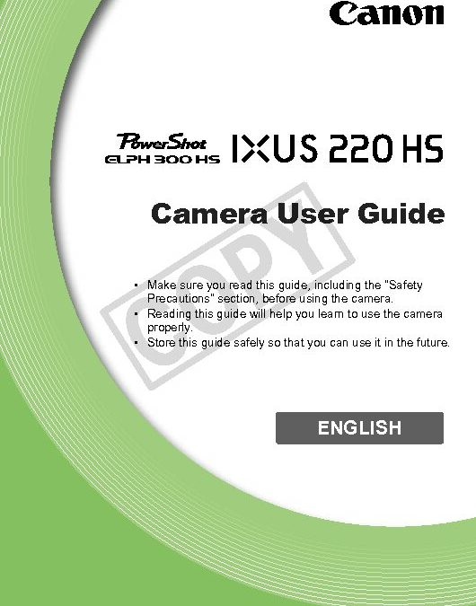 Canon Elph 300-HS-Instructions