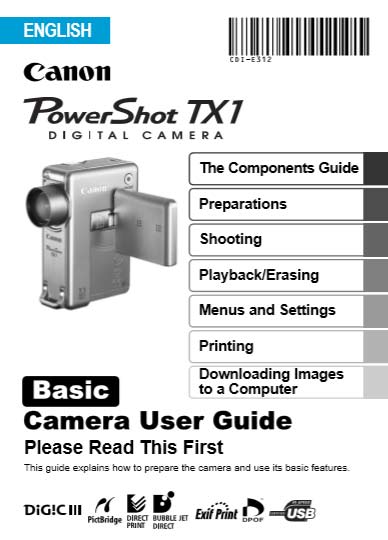 Canon PowerShot TX1 User Manual