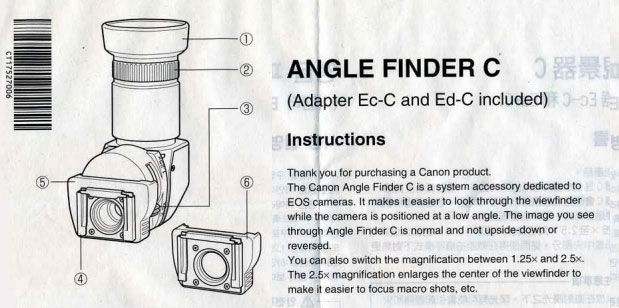 Canon Angle Finder C Instructions