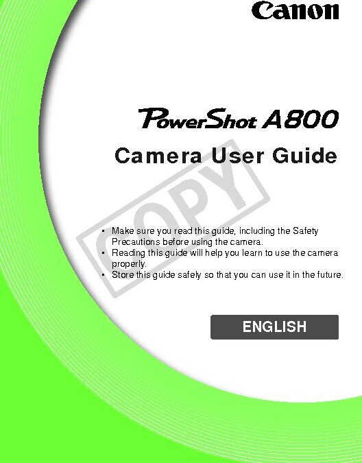 PowerShot A800 Insrtuctions