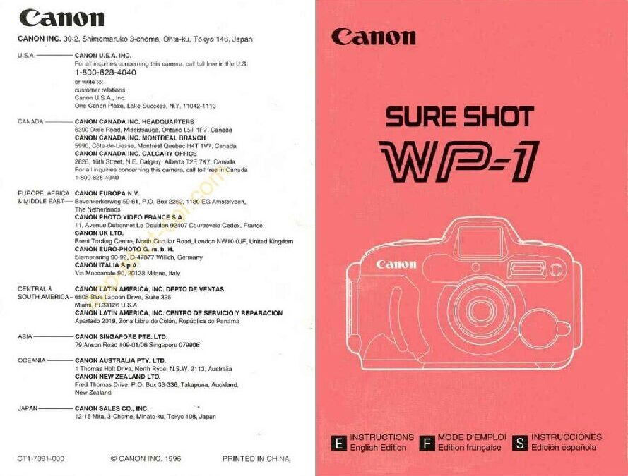 Sure Shot WP-1 Manual