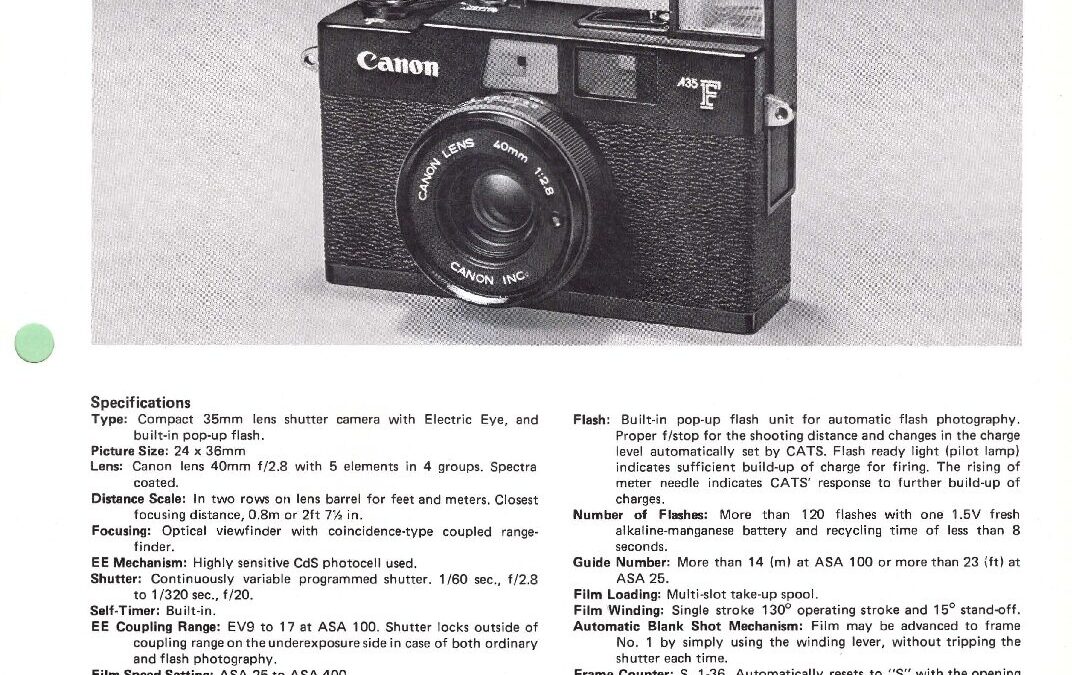 Canon A35F Dealer Notes