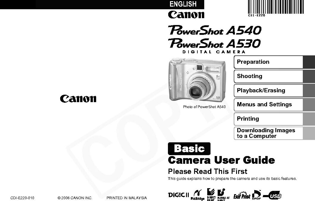 PowerShot A540 Manual