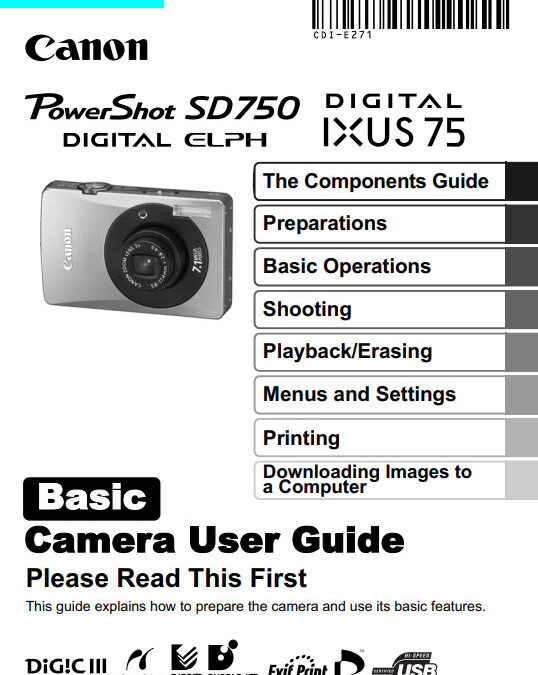 Powershot SD750 Basic Manual