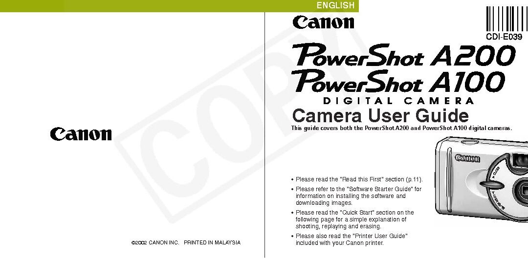 PowerShot A200 User Manual