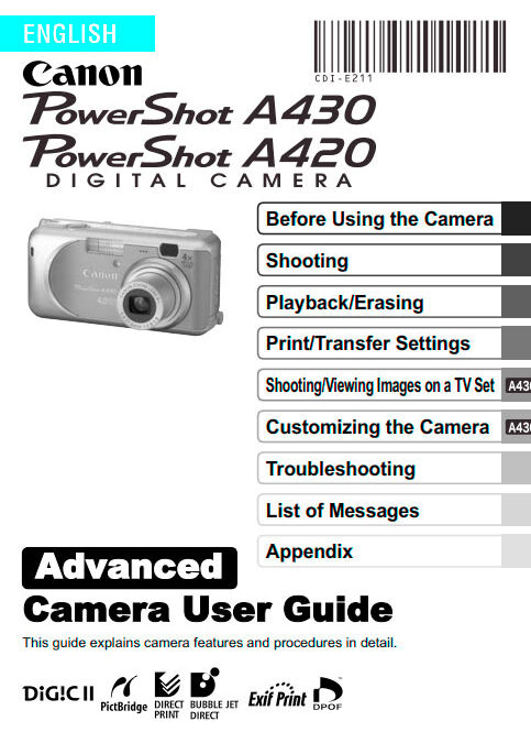 PowerShot A420-A430 Advanced Manual