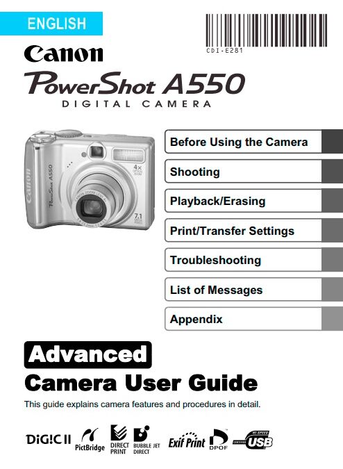 PowerShot-A550-Manual-Cover