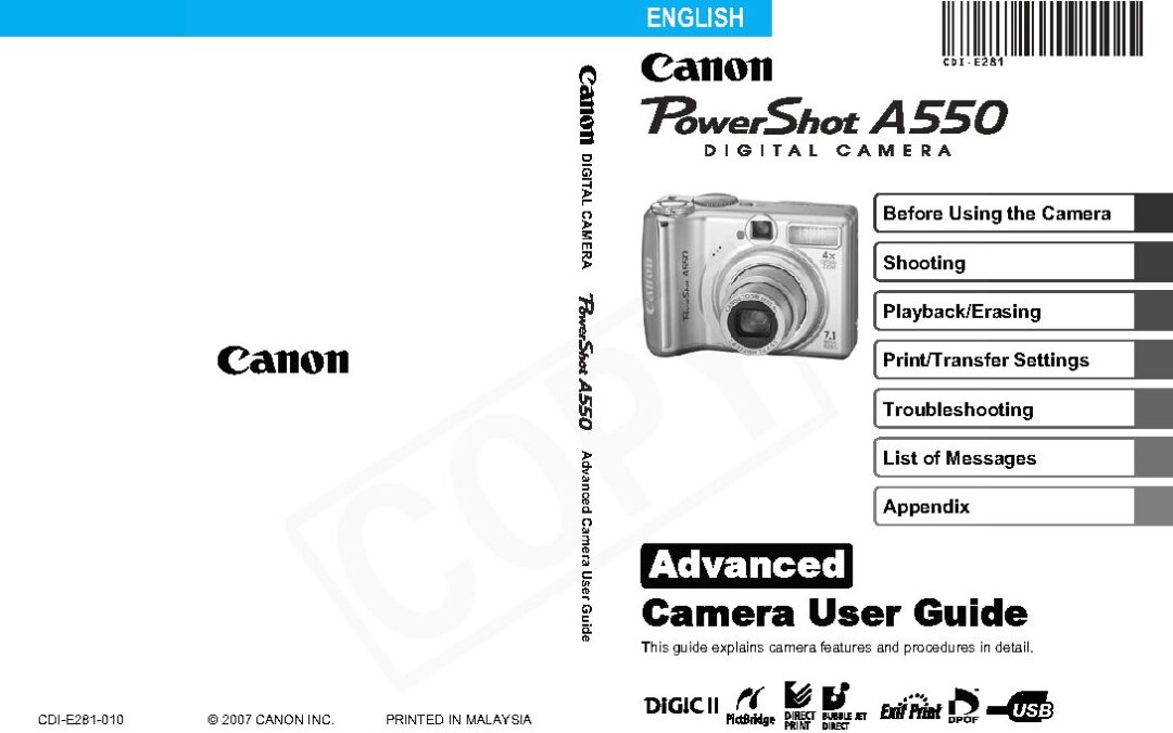 PowerShot A550 Manual