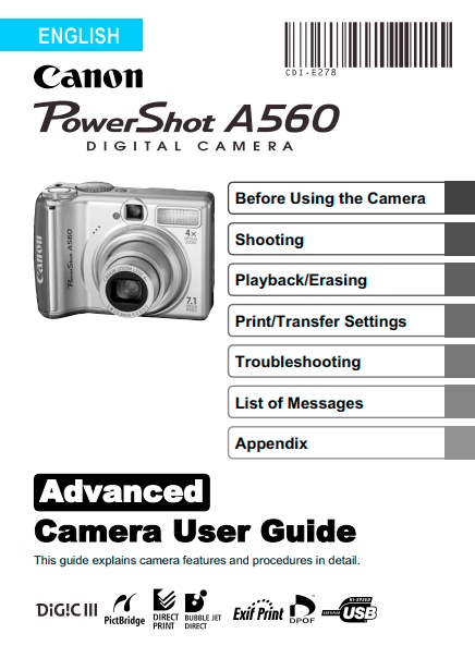 PowerShot A560 Manual