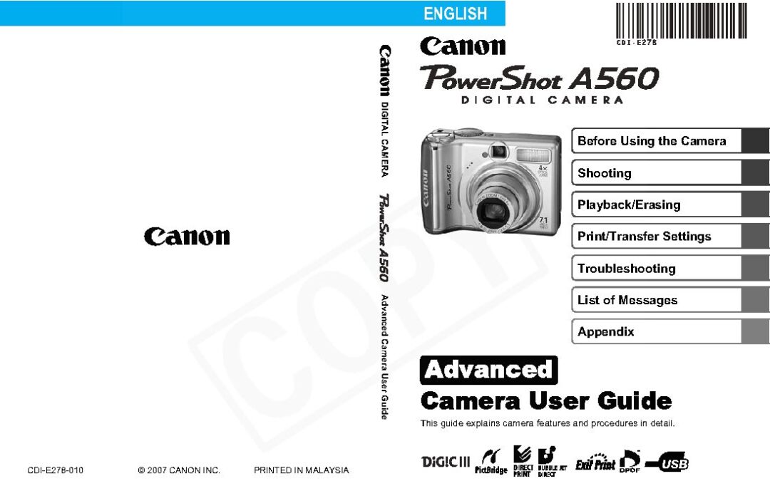 PowerShot A560 Advanced Manual