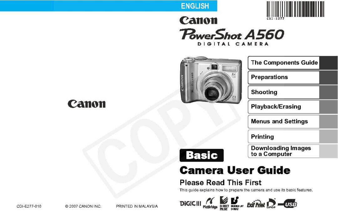 PowerShot A560 Manual