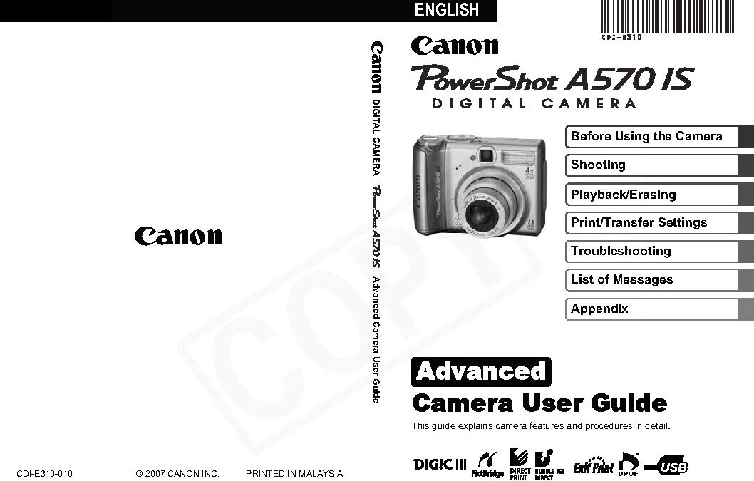 PowerShot A570 Advanced User Guide
