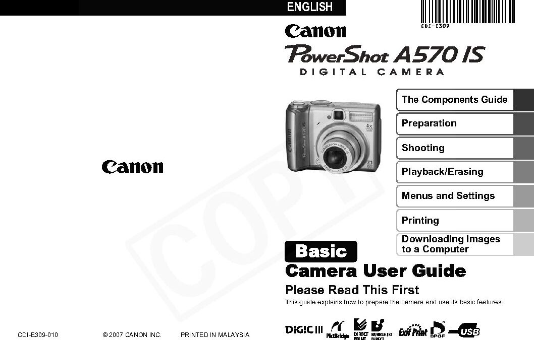 PowerShot A570 Basic User Guide