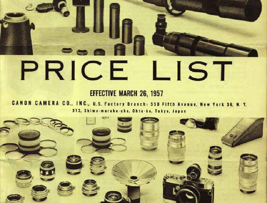Canon Price List Mar 1957