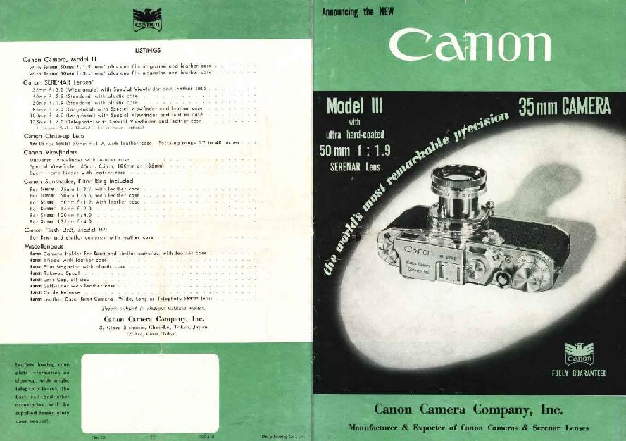 Canon Model III Brochure