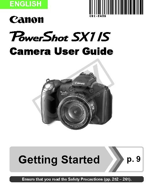 Canon PowerShot SX1 Getting Started Manual