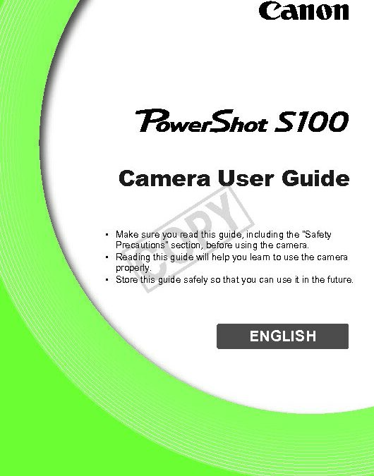 PowerShot S100 User Manual