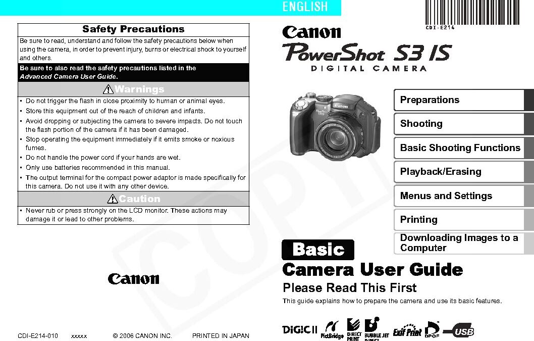 PowerShot S3 User Manual