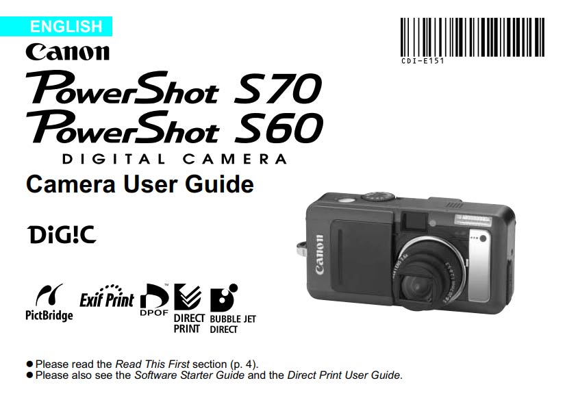 PowerShot S60 S70 User Manual