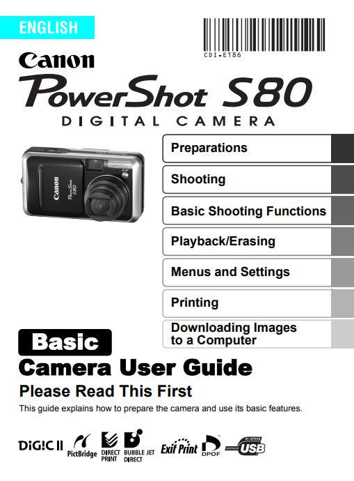 PowerShot S80 Basic User Manual
