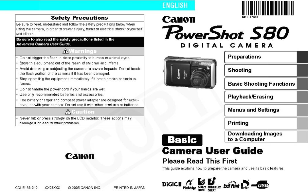 PowerShot S80 Basic User Manual