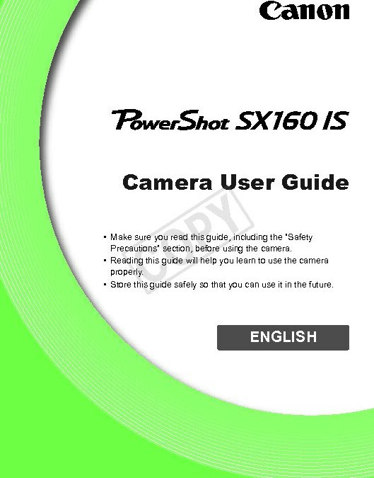 PowerShot SX160 IS User Manual
