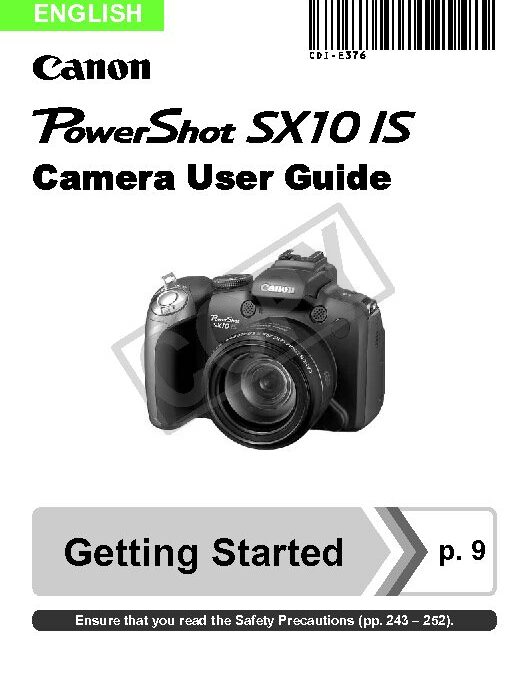 PowerShot SX10 User Manual