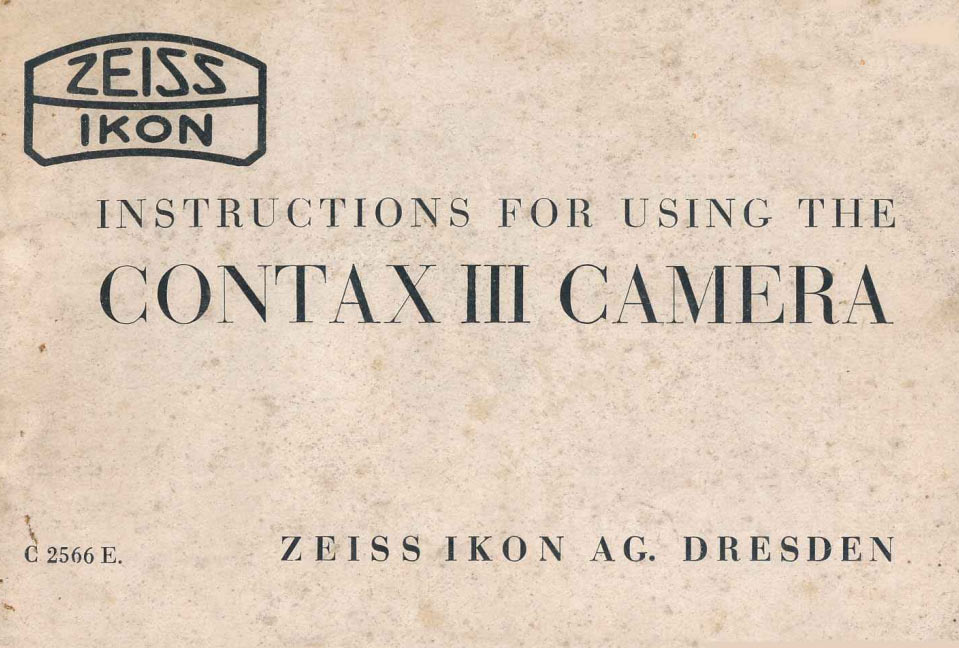 Contax III Camera Instructions